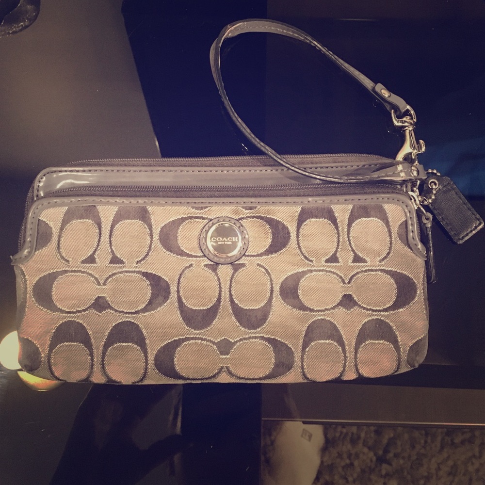 Grey Coach wristlet with sparkles